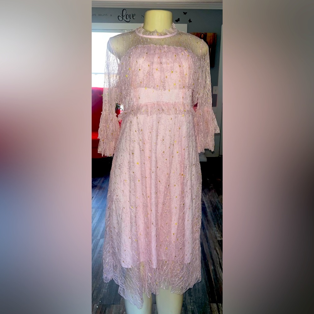 Baby Doll Pink And Gold Dress